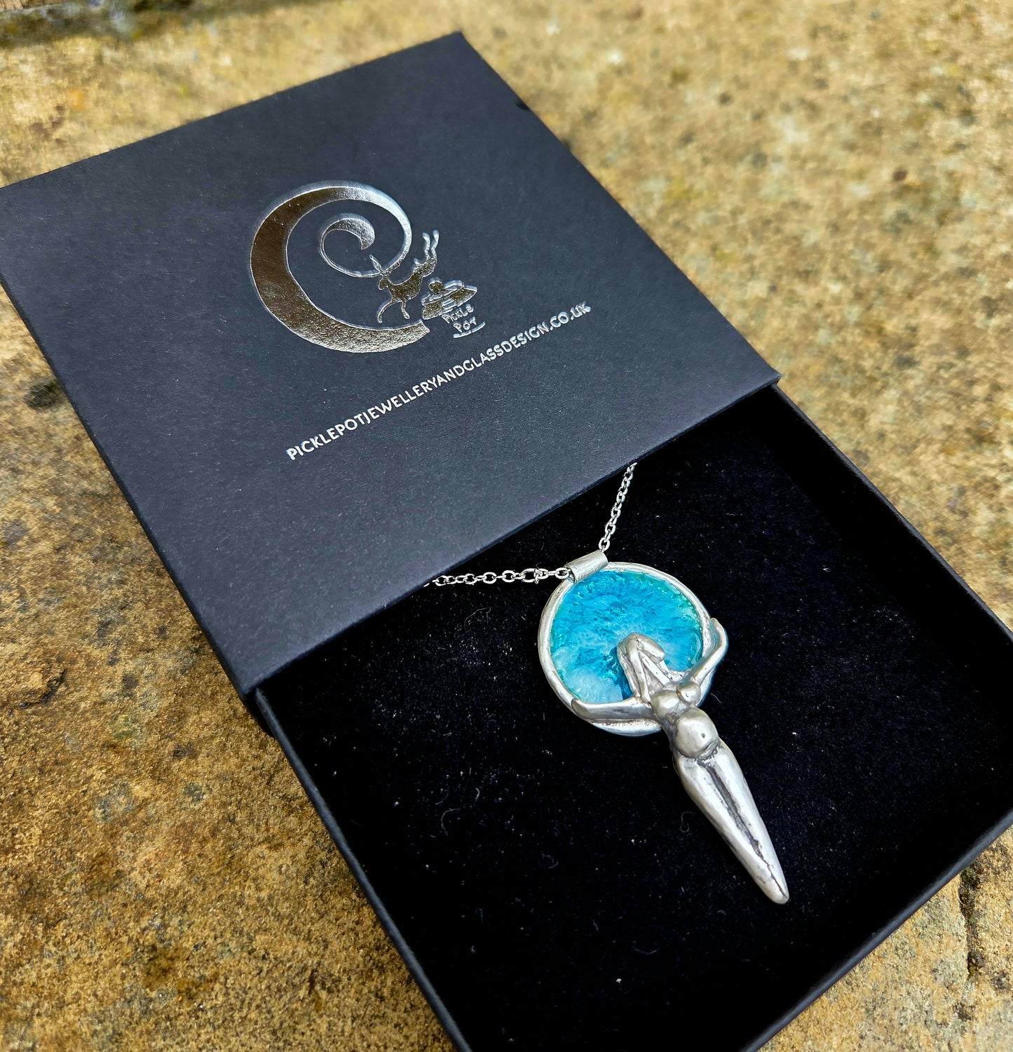Silver Mother Earth - Goddess Pendant With Enamel detail