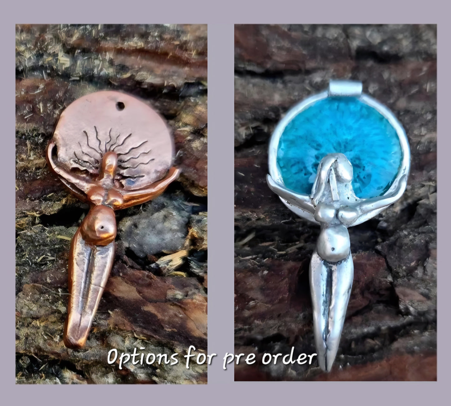 Silver Mother Earth - Goddess Pendant With Enamel detail